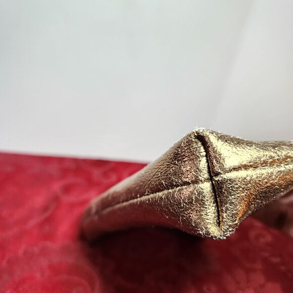 Hobo International Metallic Gold Zip Up Cosmetic Bag Clutch Wallet - Picture 5 of 8